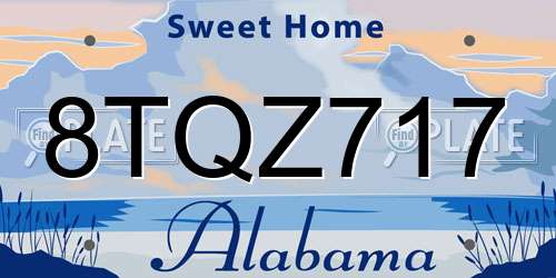 8TQZ717 Alabama License Plate