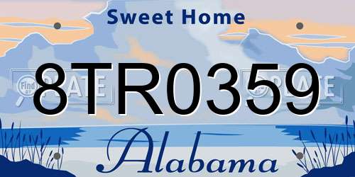 8TR0359 Alabama License Plate