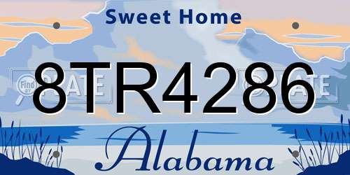 8TR4286 Alabama License Plate