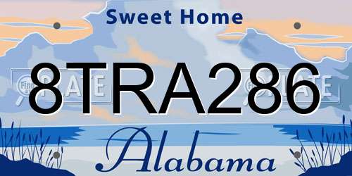 8TRA286 Alabama License Plate