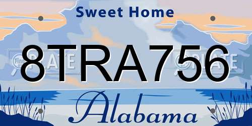 8TRA756 Alabama License Plate