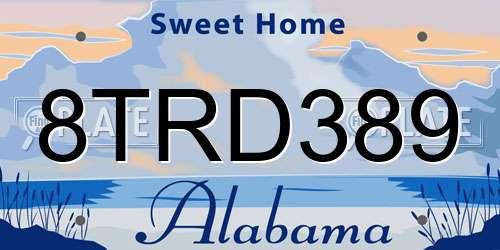 8TRD389 Alabama License Plate