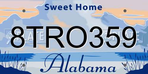 8TRO359 Alabama License Plate