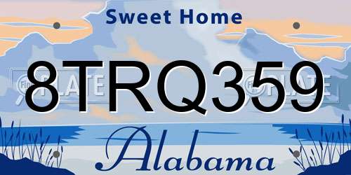 8TRQ359 Alabama License Plate