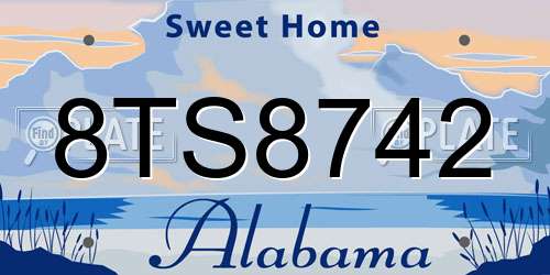 8TS8742 Alabama License Plate