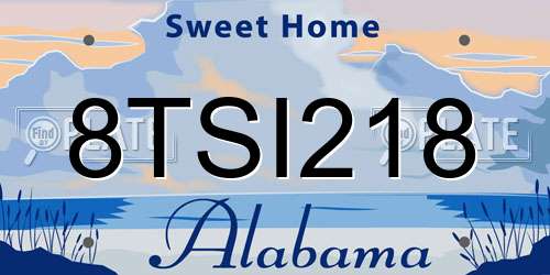 8TSI218 Alabama License Plate
