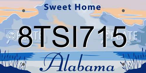 8TSI715 Alabama License Plate