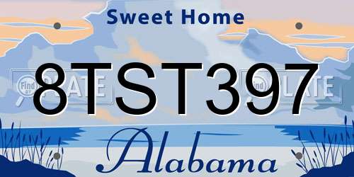 8TST397 Alabama License Plate