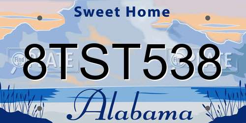 8TST538 Alabama License Plate