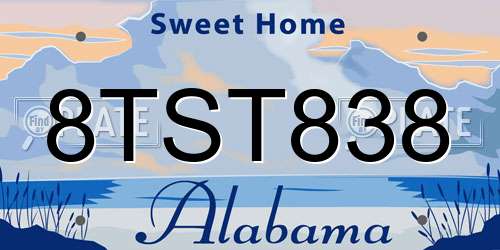 8TST838 Alabama License Plate