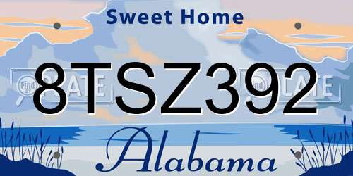 8TSZ392 Alabama License Plate