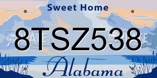 8TSZ538 Alabama License Plate