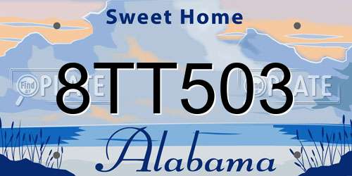 8TT503 Alabama License Plate