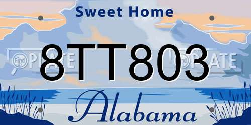 8TT803 Alabama License Plate