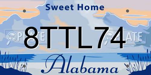 8TTL74 Alabama License Plate