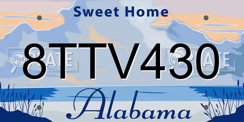 8TTV430 Alabama License Plate