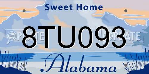 8TU093 Alabama License Plate