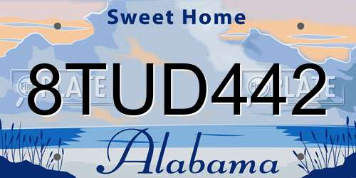8TUD442 Alabama License Plate