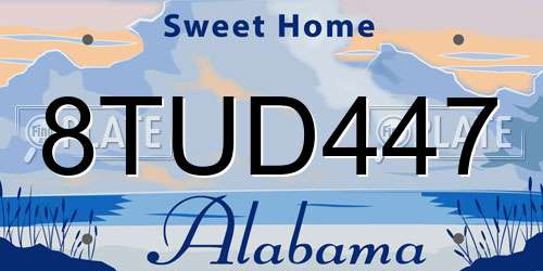 8TUD447 Alabama License Plate