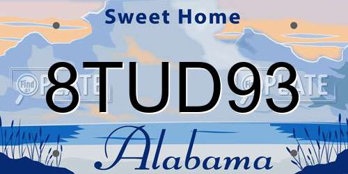 8TUD93 Alabama License Plate
