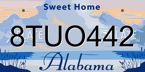 8TUO442 Alabama License Plate
