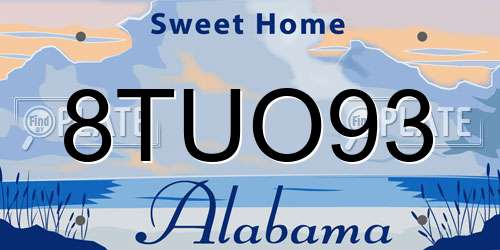 8TUO93 Alabama License Plate