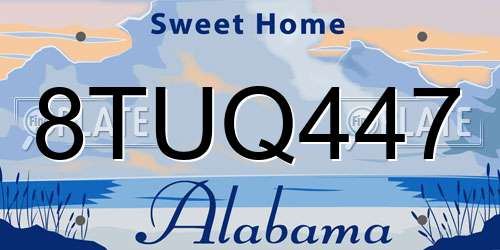 8TUQ447 Alabama License Plate