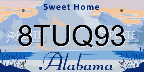 8TUQ93 Alabama License Plate