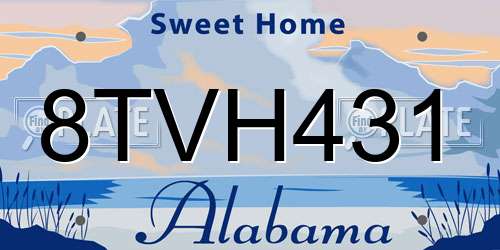 8TVH431 Alabama License Plate