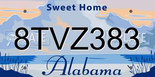 8TVZ383 Alabama License Plate