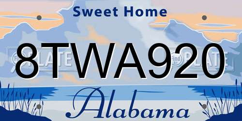 8TWA920 Alabama License Plate