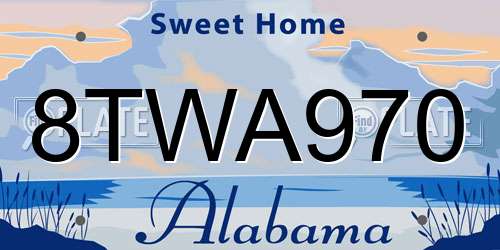 8TWA970 Alabama License Plate