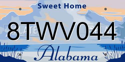 8TWV044 Alabama License Plate