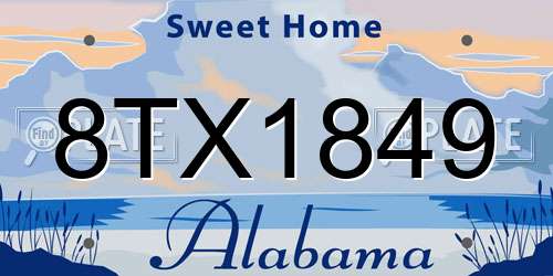 8TX1849 Alabama License Plate