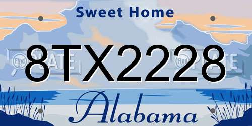 8TX2228 Alabama License Plate