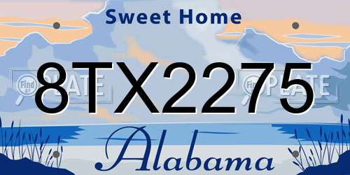 8TX2275 Alabama License Plate