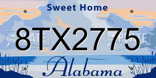 8TX2775 Alabama License Plate