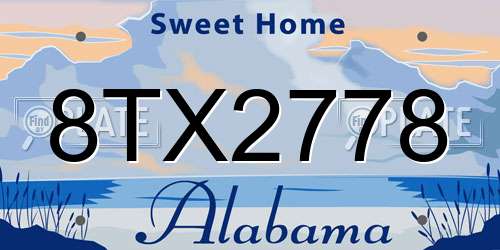 8TX2778 Alabama License Plate