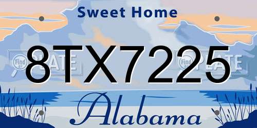 8TX7225 Alabama License Plate