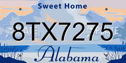 8TX7275 Alabama License Plate