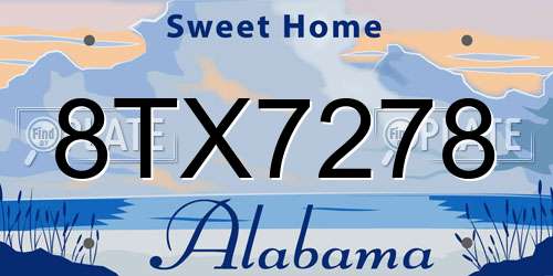 8TX7278 Alabama License Plate