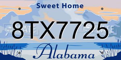 8TX7725 Alabama License Plate