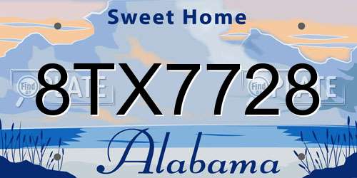 8TX7728 Alabama License Plate
