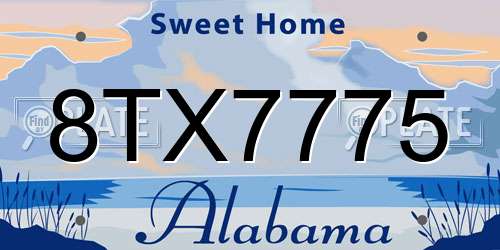 8TX7775 Alabama License Plate