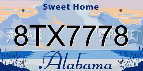 8TX7778 Alabama License Plate