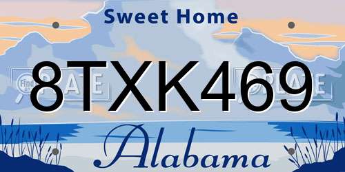 8TXK469 Alabama License Plate