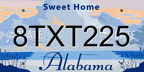 8TXT225 Alabama License Plate