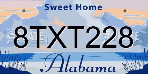 8TXT228 Alabama License Plate