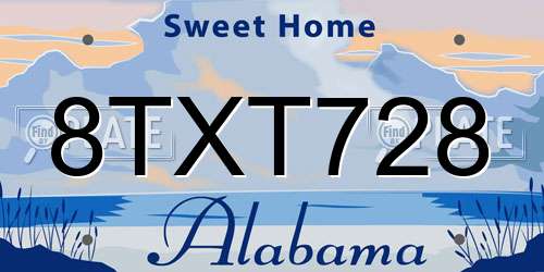 8TXT728 Alabama License Plate