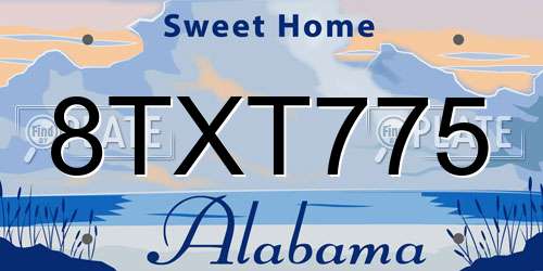 8TXT775 Alabama License Plate